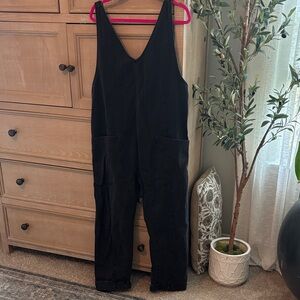 We The Free Black Sleeveless V-Back Utility Jumpsuit